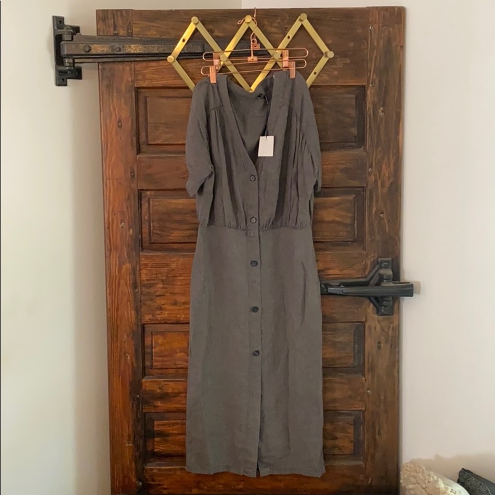 Zara TRF midi button up gray dress XS